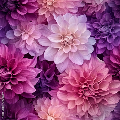 Purple and pink Dahlia flowers in a closed state