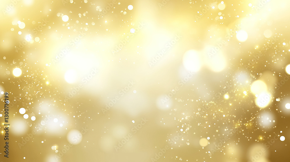 Obraz premium Dreamy Background of Softly Blurred Golden Bokeh Lights, Creating a Warm, Festive, and Elegant Atmosphere.
