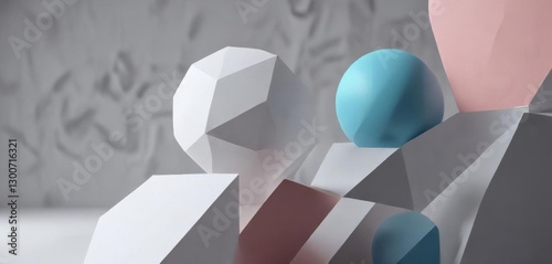 Minimalist geometric shapes overlapping abstract forms,  monochromatic colors,  clean lines,  modern design