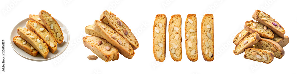Crunchy Homemade Almond Biscotti A Perfect Blend of Tradition and Flavor for Your Coffee Break On A Isolated White Background Crunchy Homemade Almond Biscotti A Perfect Blend of Tradition and Flavor for Your Coffee Break On A Isolated White Background