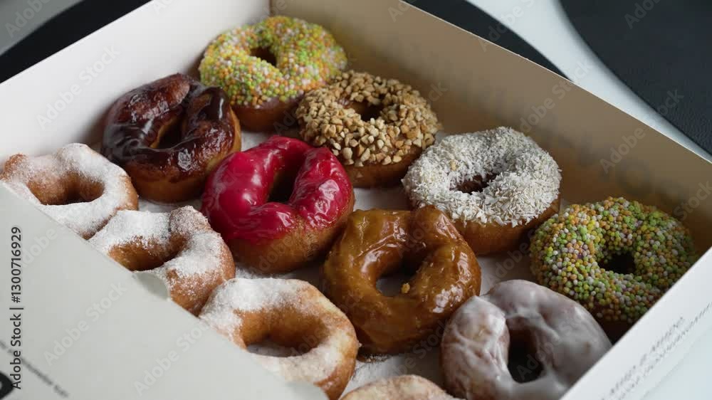 A beautiful big box with 12 sweet donuts