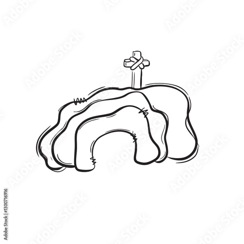 Hand drawn resurrection scene, easter clip art, he is risen clip art