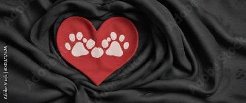 Seamless Dog Paw Pattern on Heart-Shaped Scarf ,  pet scarves,  dog fashion