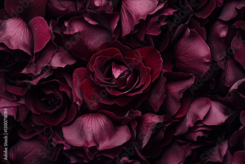 Dark Romantic Background with Burgundy Roses – Gloomy and Aesthetic Floral Close-Up