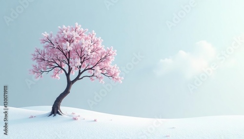A solitary branch on a snowy white background, minimalism, landscape