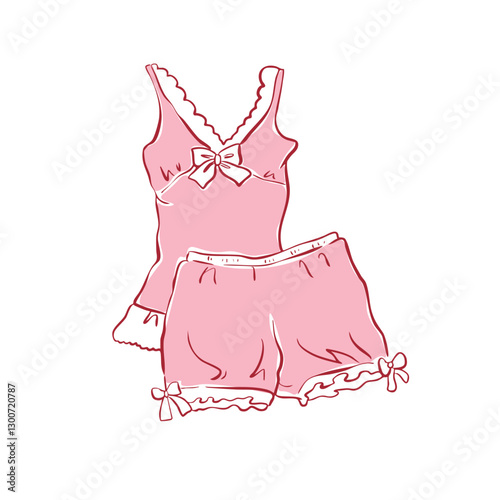 Hand drawn pajamas and prosecco clipart vector, sleep wear clip art