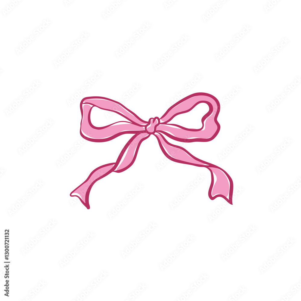 Hand drawn cute pink bow clip art