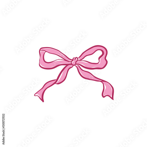 Hand drawn cute pink bow clip art