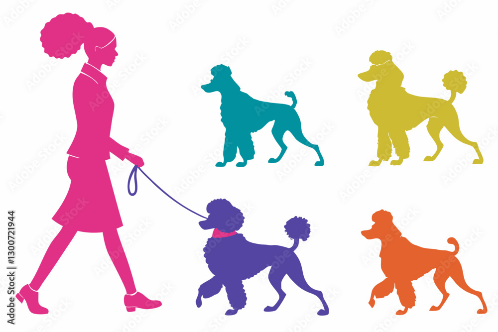 set of Poodle Silhouette vector illustration set of Poodle Silhouette vector illustration
