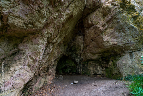Cave Entrance in the Scenic Donautal of Germany Perfect for Hiking in Upper Swabia's Natural Beauty