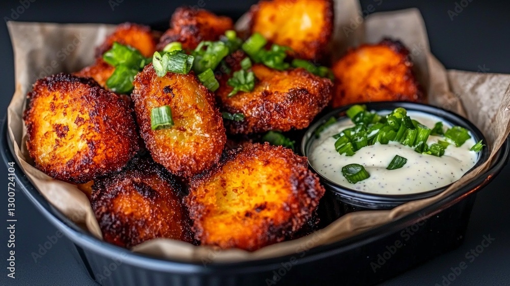 Crispy Fried Pickles with Ranch Gourmet Appetizer Close up Food Photo Crispy Fried Pickles with Ranch Gourmet Appetizer Close up Food Photo