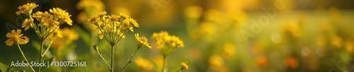 Goldenrod flowers swaying gently in autumn breeze, autumnal colors, leafy greens