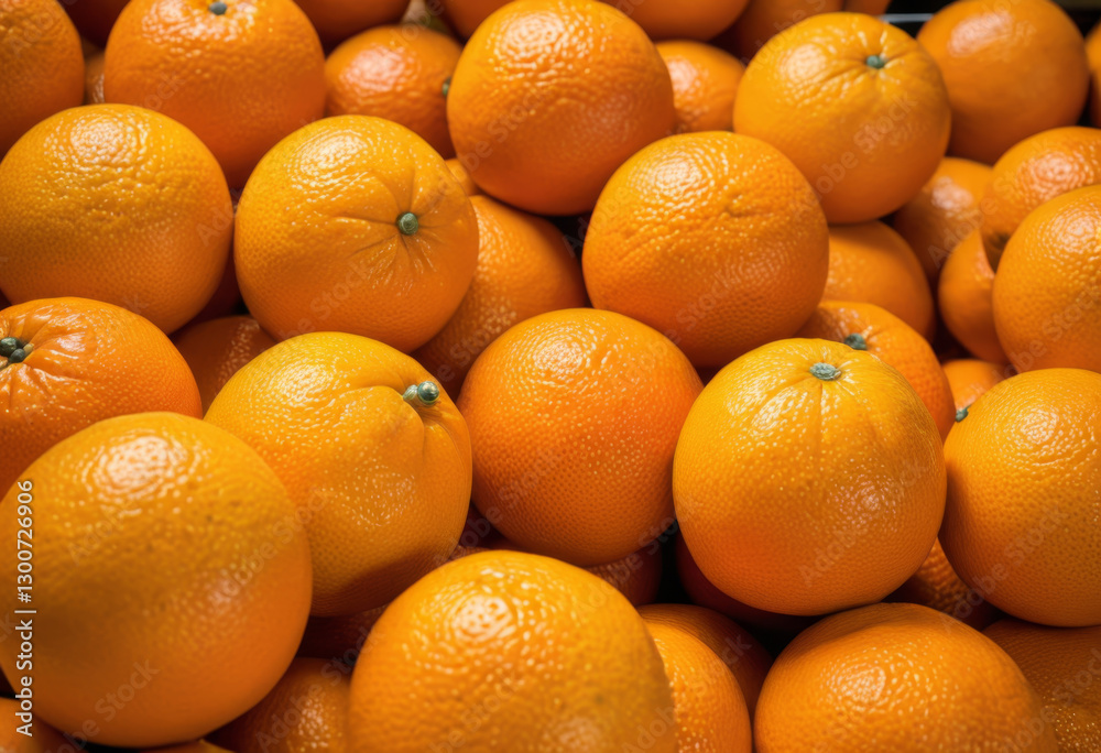 Front view of fresh orange fruit displayed in the grocery store