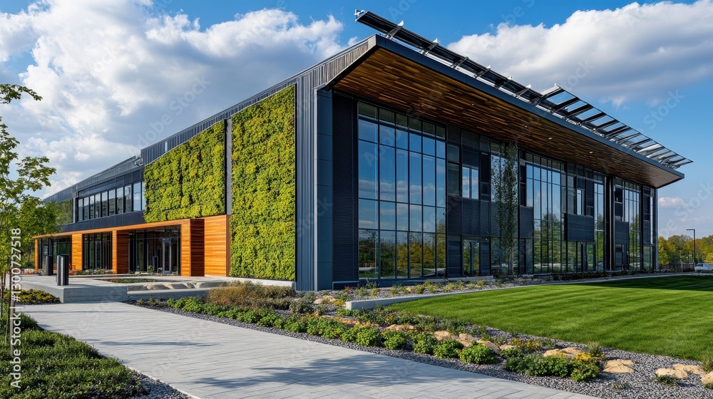 Modern Eco-Friendly Building with Green Wall Design Modern Eco-Friendly Building with Green Wall Design