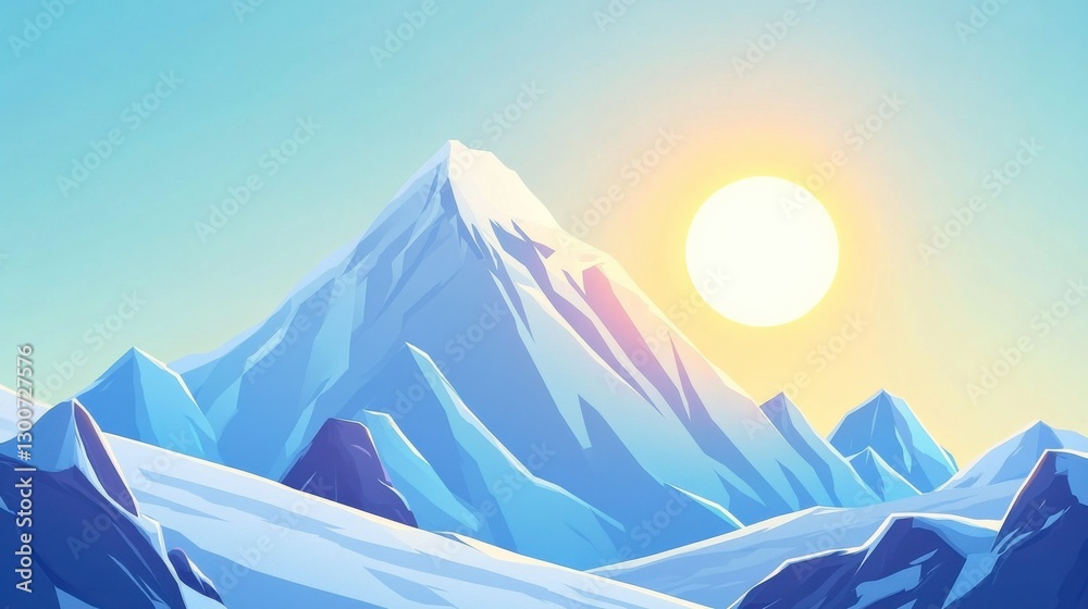 Fototapeta premium Capped Peaks Illuminated by the Setting Sun