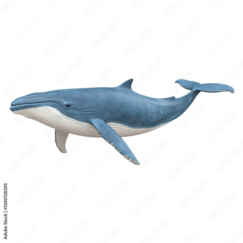 Fototapeta premium detailed blue whale swimming gracefully in ocean, showcasing its massive size and unique features