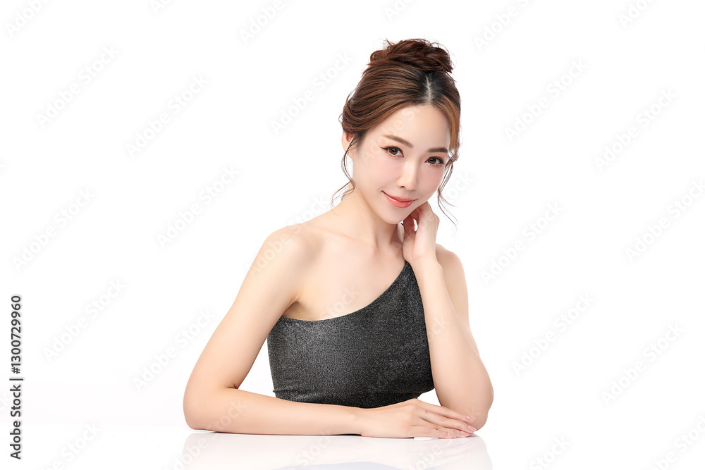 Beautiful young asian woman with clean fresh skin on white background, Face care, Facial treatment, Cosmetology, beauty and spa, Asian women portrait. Beautiful young asian woman with clean fresh skin on white background, Face care, Facial treatment, Cosmetology, beauty and spa, Asian women portrait.