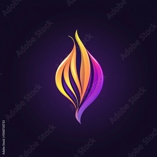 Vibrant Flame: Abstract Logo Design with Swirling, Gradient Hues on Dark Background