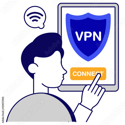Flat design icon of connect VPN