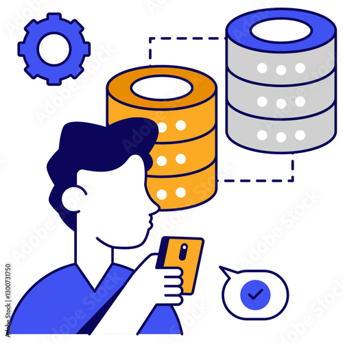 Db rack with gear, icon of database setting