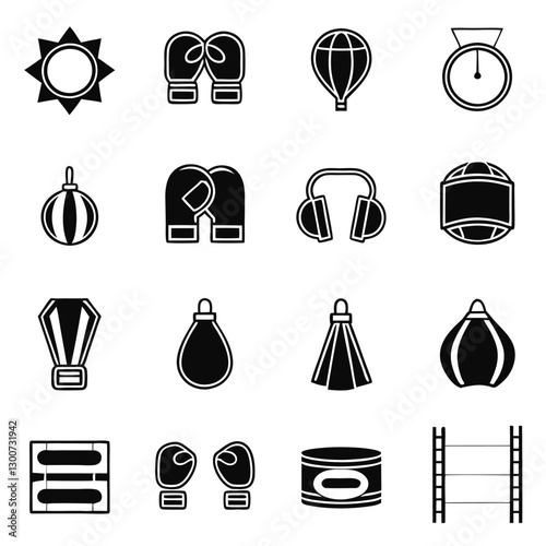 Minimalist Boxing Icons Combat Sports and Training Gear