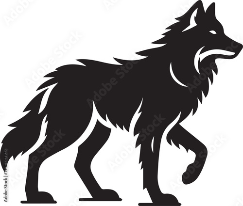 wolf vector illustration, wolf clipart vector, wolf silhouette logo vector, wolf vector black and white background full body