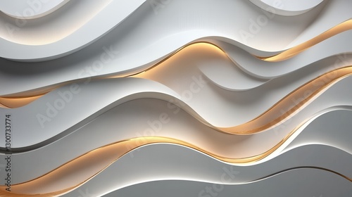 Abstract White and Gold Wave Pattern Background Design Modern Architecture Interior Decor