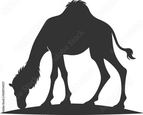 Camel sniffing the ground animal vector silhouette