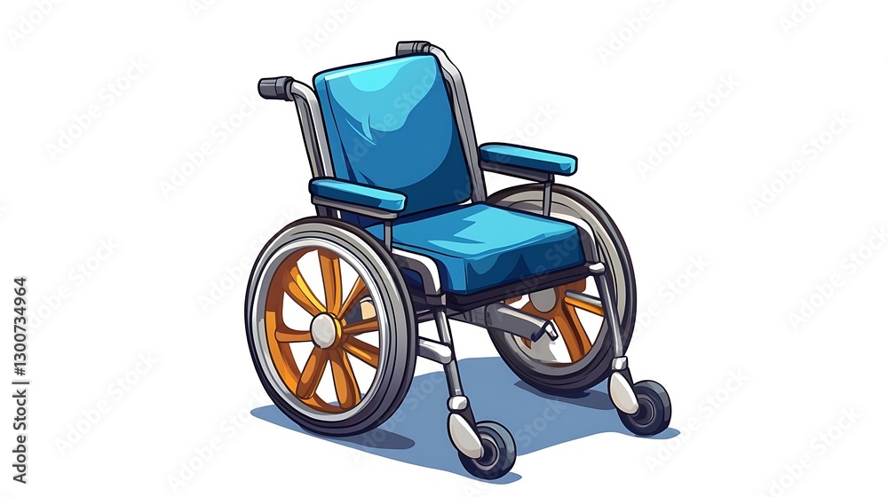 Fototapeta premium Vibrant Blue Wheelchair: Hand-Drawn Illustration AI Generated