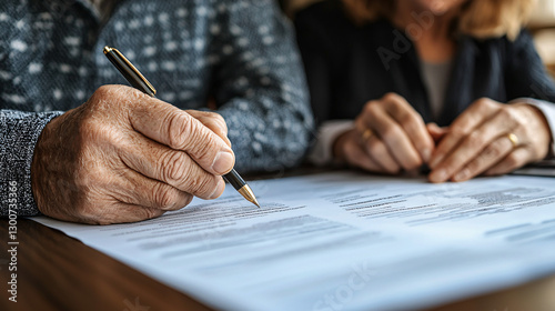 financial wealth regulation. Signing documents with focused attention and collaboration.