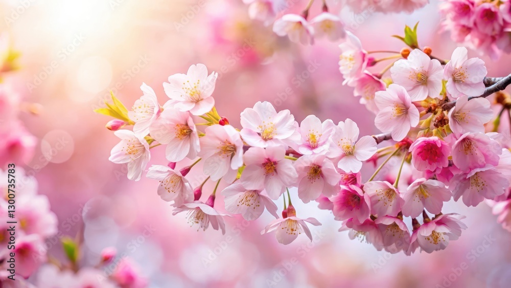 Stunning Japanese cherry blossoms in full bloom with delicate pink flowers against a soft white background, blossom, blooms in the garden Stunning Japanese cherry blossoms in full bloom with delicate pink flowers against a soft white background, blossom, blooms in the garden