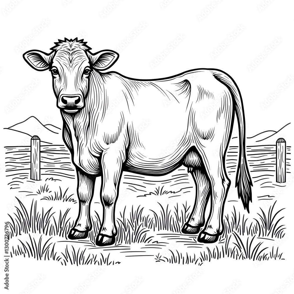 Fototapeta premium black and white cow