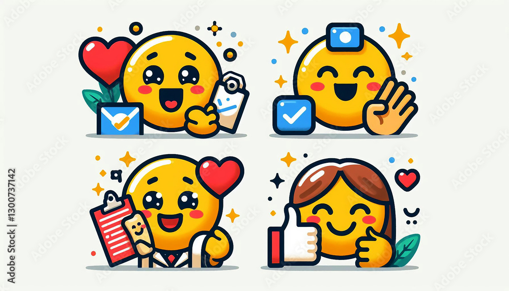 Fototapeta premium Unseen before—these unique emoticons redefine online expressions.