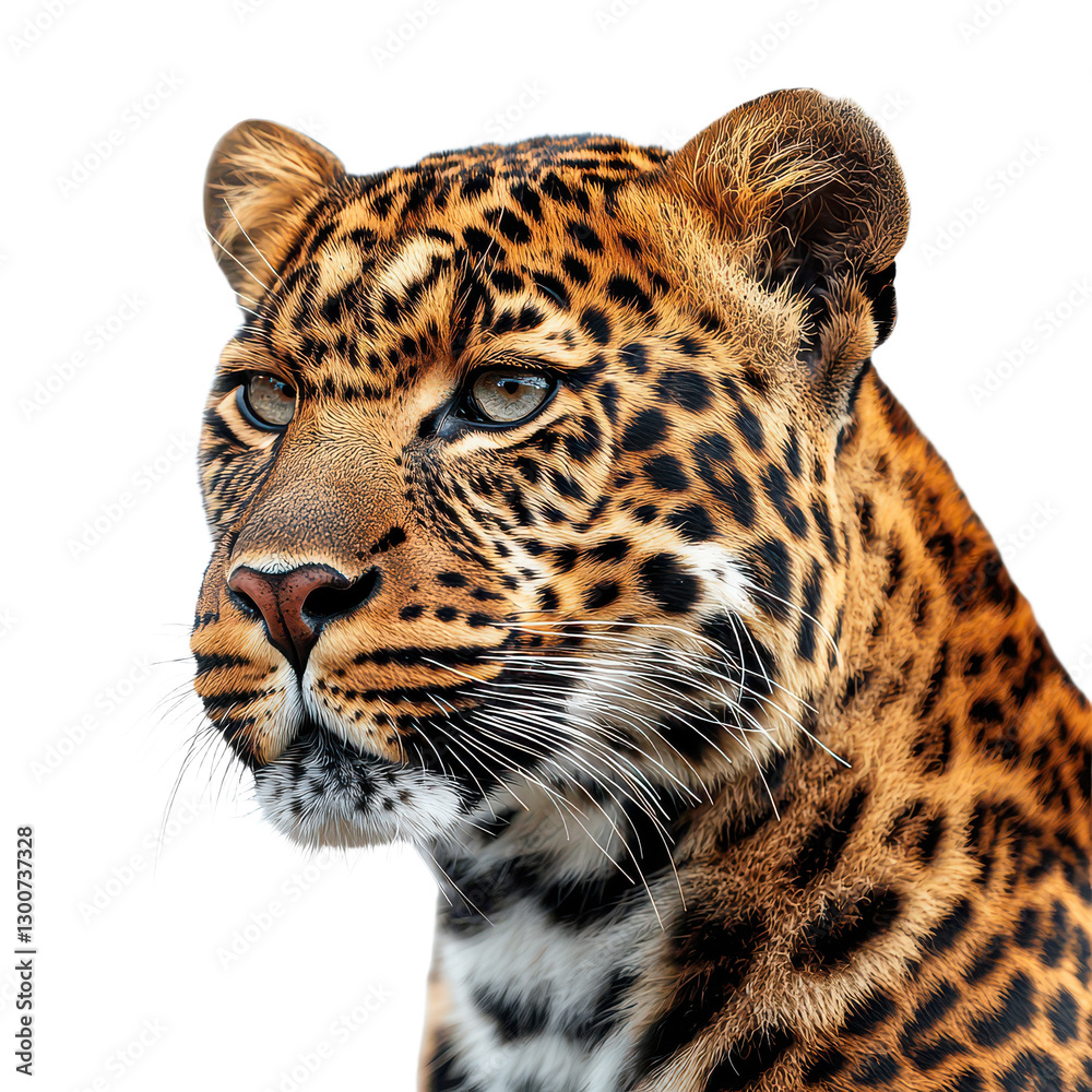 Dominant Leopard Close-Up Isolated on Transparent Background, PNG Dominant Leopard Close-Up Isolated on Transparent Background, PNG