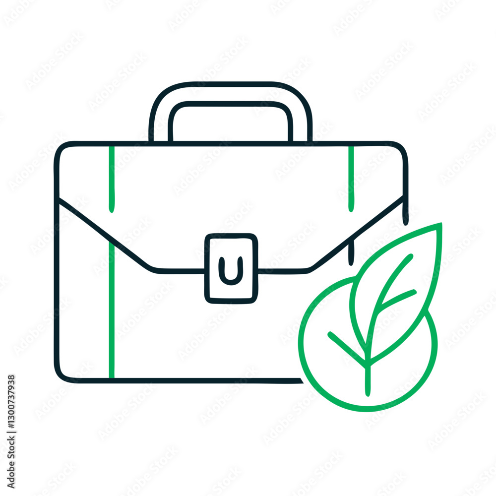 Briefcase with upward arrow and leaf symbol representing growth Briefcase with upward arrow and leaf symbol representing growth