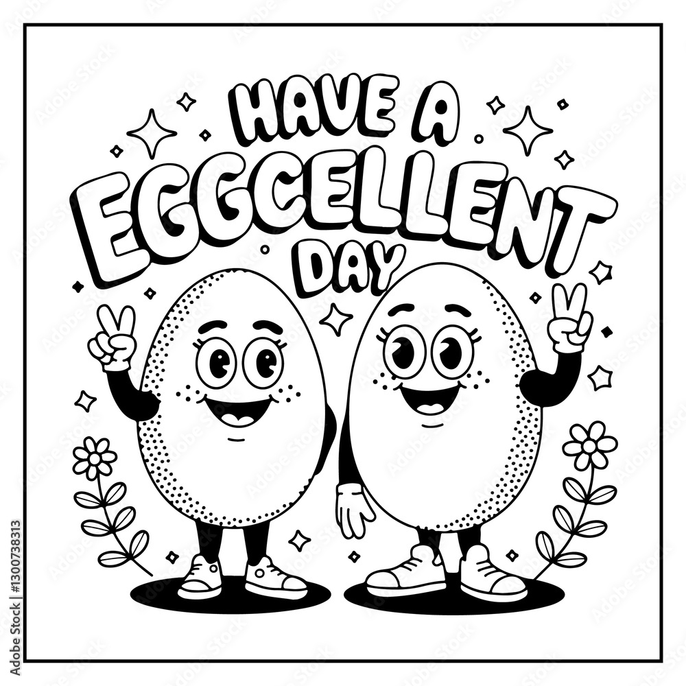 Obraz premium Retro Easter Bold and Easy Coloring Book for Kids and Adults