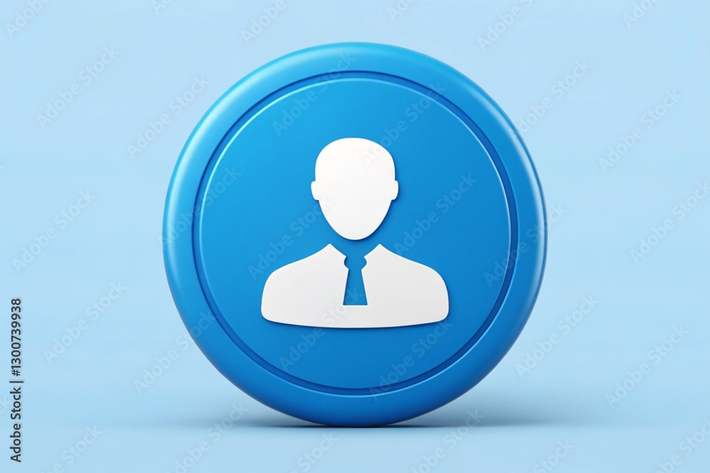 clean 3d user profile icon with white silhouette on blue background for digital interfaces clean 3d user profile icon with white silhouette on blue background for digital interfaces
