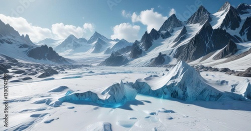 Wallpaper Mural Icy glacier surface with blue crystalline structures,  scenery, glacier Torontodigital.ca