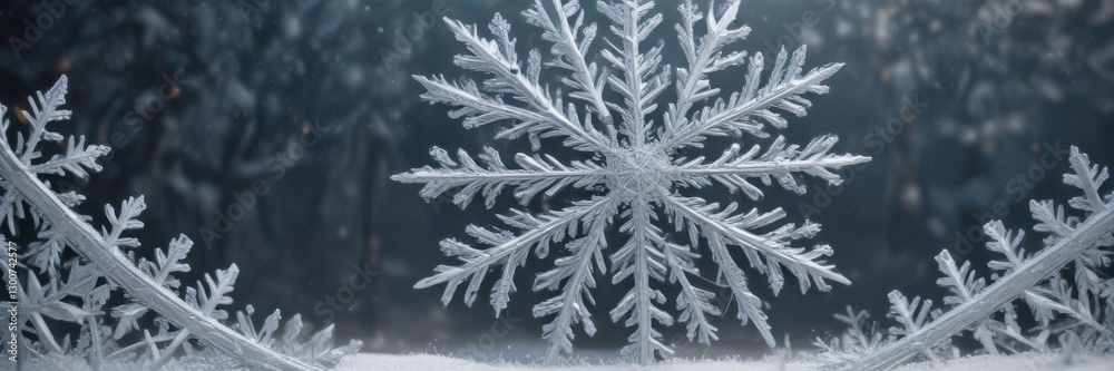 Intricately Designed Snowflake Border with Frosty Details, art design, intricate patterns, frosty details Intricately Designed Snowflake Border with Frosty Details, art design, intricate patterns, frosty details