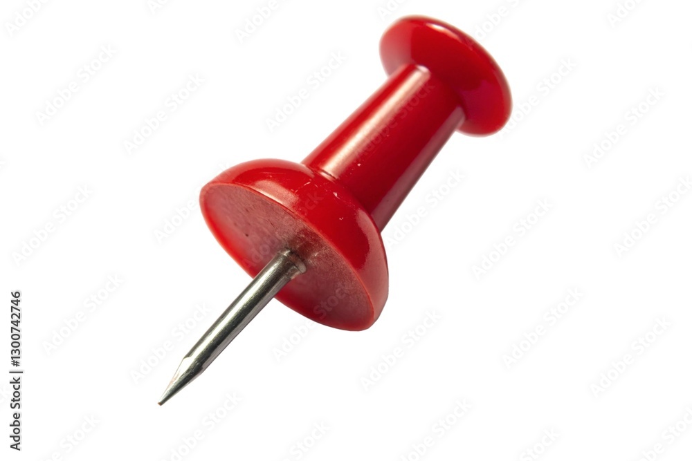 glossy red pushpin with sharp metal point on white background glossy red pushpin with sharp metal point on white background