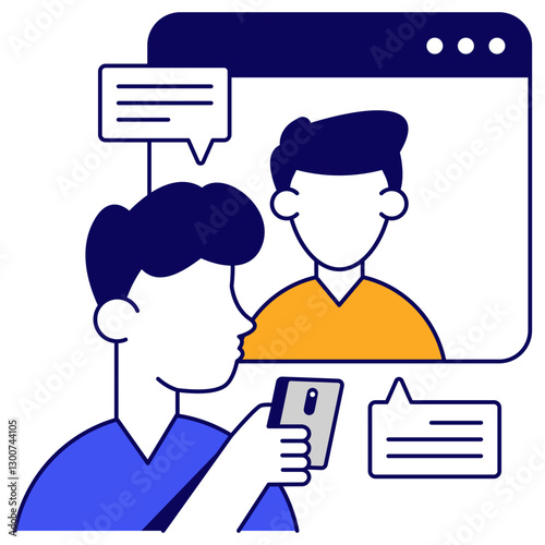 A flat design icon of facechat