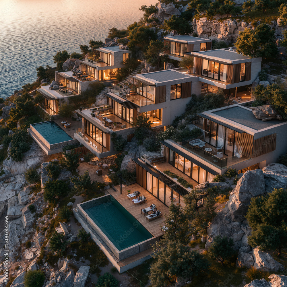 Fototapeta premium The idea of ​​designing a high-end resort located next to the sea.