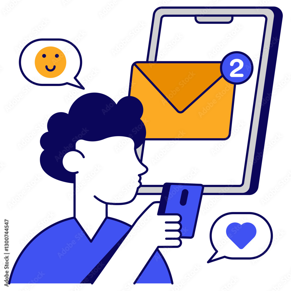 A unique design icon of mobile mail A unique design icon of mobile mail