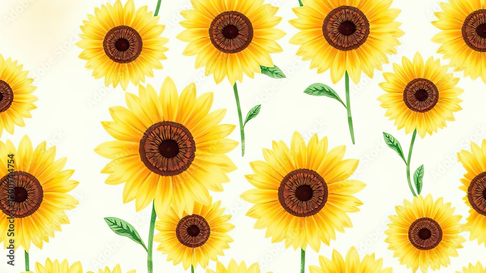 Bright Yellow Sunflowers Summer Floral Pattern Background Bright Yellow Sunflowers Summer Floral Pattern Background