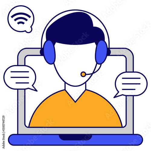 A colored design icon of customer service representative