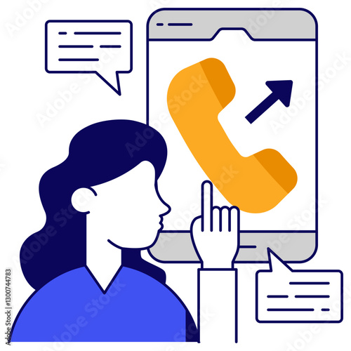 A unique design icon of mobile outgoing call