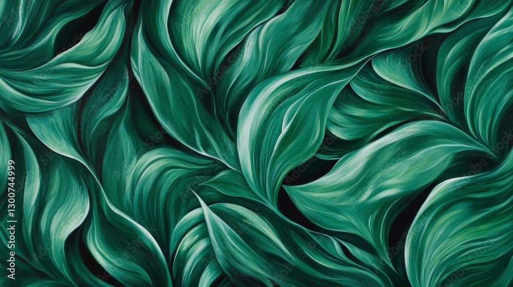 Lush green leaf pattern with flowing organic texture Lush green leaf pattern with flowing organic texture