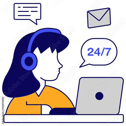 A colored design icon of 24/7 hr helpline
