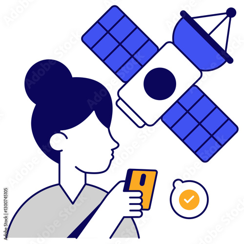 An flat design icon of artificial satellite