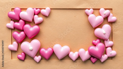 Romantic Pink Hearts Frame Valentines Day Background Love Romance